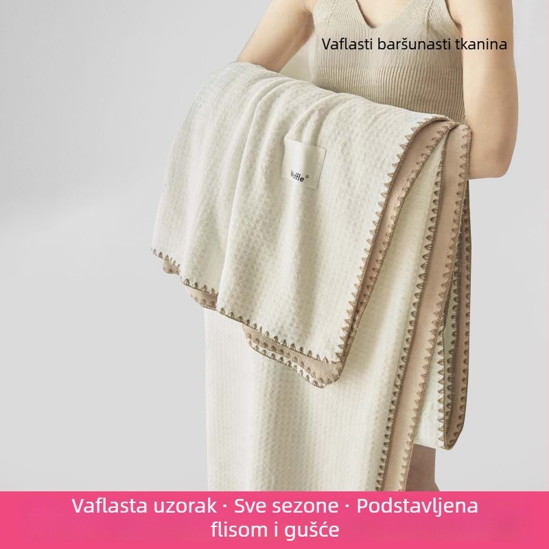 Pliš deka za kauč i ured — minimalistička, cijele sezone, ispod 300 g