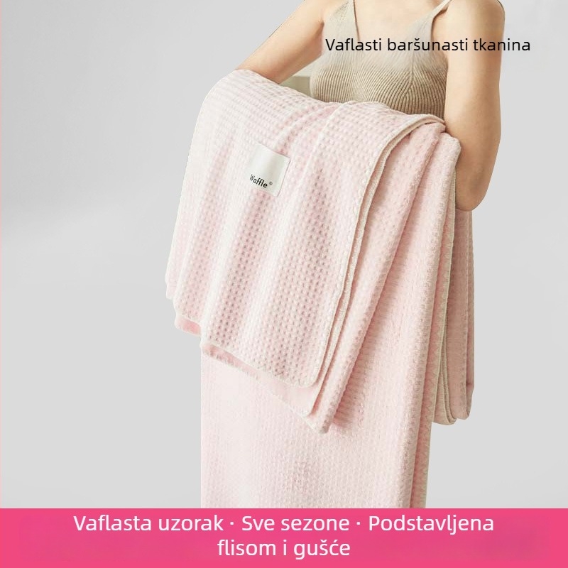 Pliš deka za kauč i ured — minimalistička, cijele sezone, ispod 300 g