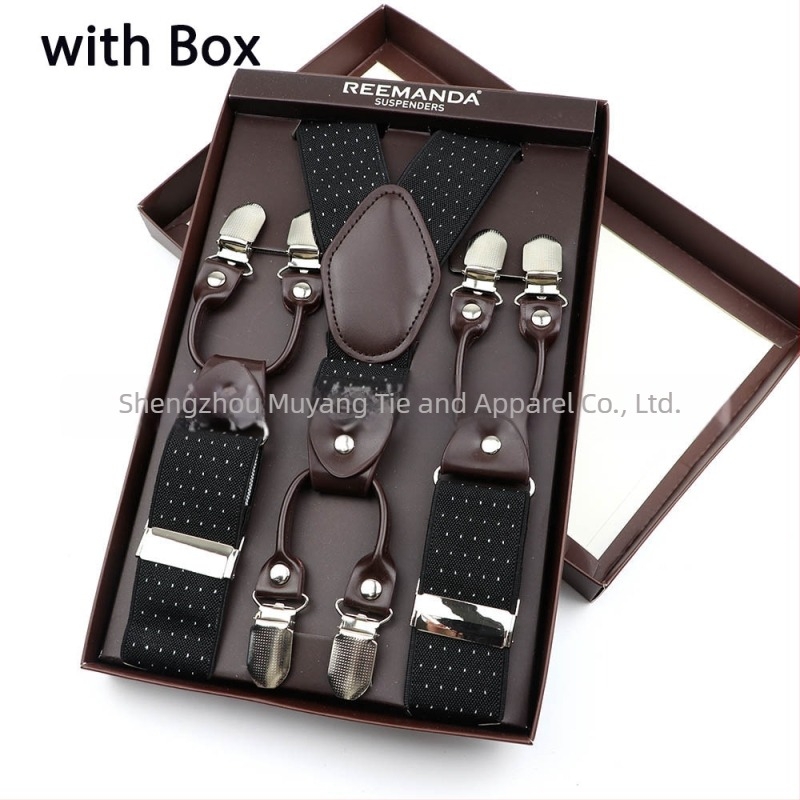 Unisex tregeri za hlače s 6 kopči, elastični i podesivi, križni stražnji dizajn, poliestersko vlakno s gumom