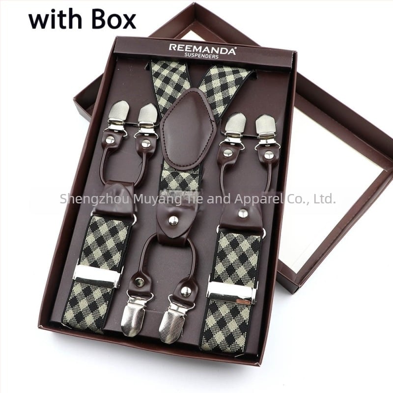 Unisex tregeri za hlače s 6 kopči, elastični i podesivi, križni stražnji dizajn, poliestersko vlakno s gumom