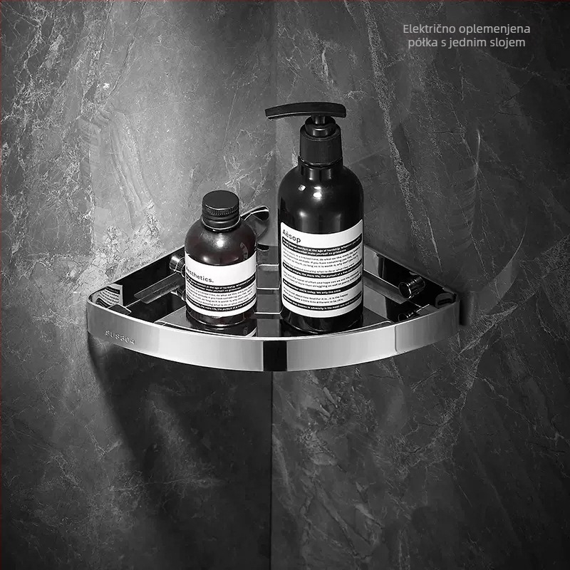 Nehrđajući čelični kutni polic za kupaonicu, oblik ventilatora, jednoslojna, nosivost 20 kg, završna obrada elektroplatiranje/lakiranje