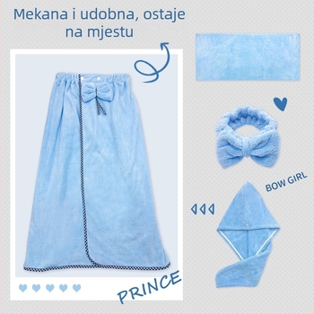 Lonley Coral Fleece set ručnika za kupanje s trakom za glavu i kapom za sušenje kose, 500 g+, 150D, udio glavnog vlakna 85%