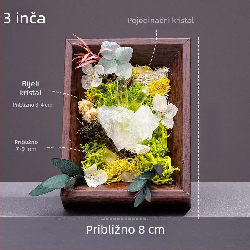Krištalni okvir za fotografije s prirodnim kamenom, ametistna krizantema u spiralom motivu i vječni cvijet, 3 inča, dar za Qixi festival