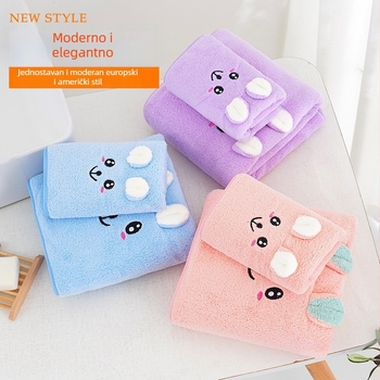 Set poklon ručnika za kupanje s cartoon izvezenom slikom za djecu – mekani koralni fleece materijal, deblji i upijajući, uključuje ručnik za tijelo i ručnik za lice