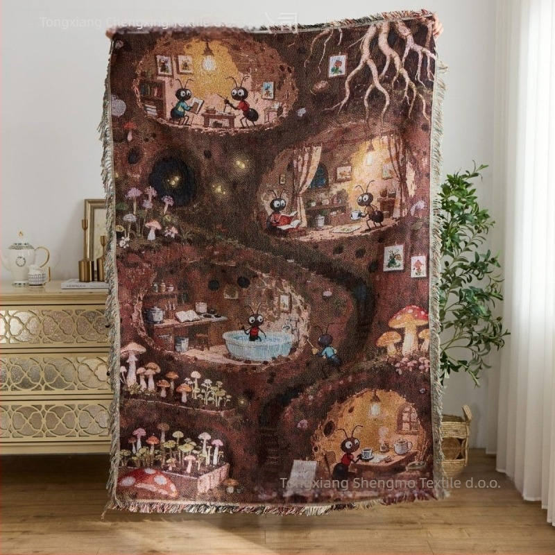 Nova iscijeljujuća tkanina jacquard deka – tapiserija, poliester, 800–999 g, crtani uzorak, za sve sezone, prilagodljiva