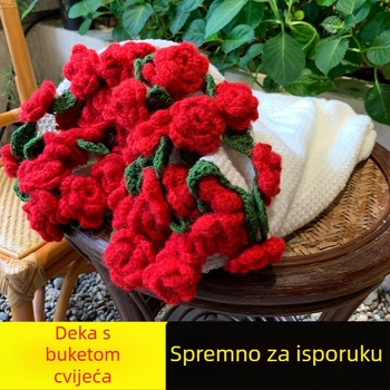 Rukom izrađeni kukičani pokrivač od akrilnih vlakana • 100 g • Proljeće i jesen • Jednobojni uzorak