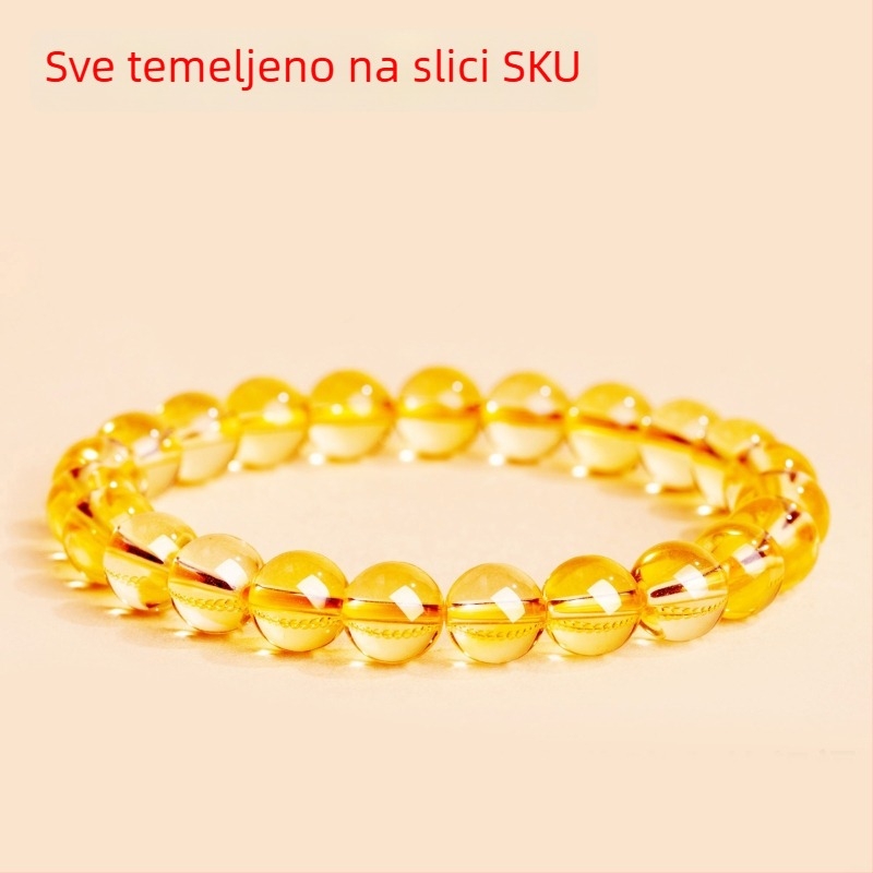 Narukvica od prirodnog citrina, unisex; brušeni i polirani prirodni kristali; svjež i sladak stil