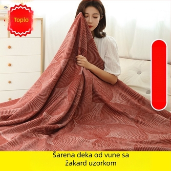 Jacquard deka od vune i kašmira – sve sezone, lagana, geometrijski uzorak, Plug on Camel