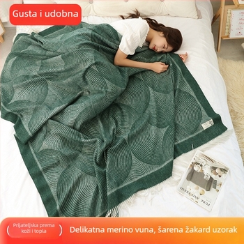 Jacquard deka od vune i kašmira – sve sezone, lagana, geometrijski uzorak, Plug on Camel