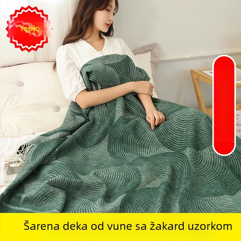 Jacquard deka od vune i kašmira – sve sezone, lagana, geometrijski uzorak, Plug on Camel