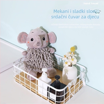 Plišani ručnik za ruke s motivom slona - upijajući, s visećim dizajnom, sladak i kreativan (Materijal: 100% pamuk; Težina: 30–50 g; Vlakna: 10 vlakana; Proizvodni postupak: šivenje)