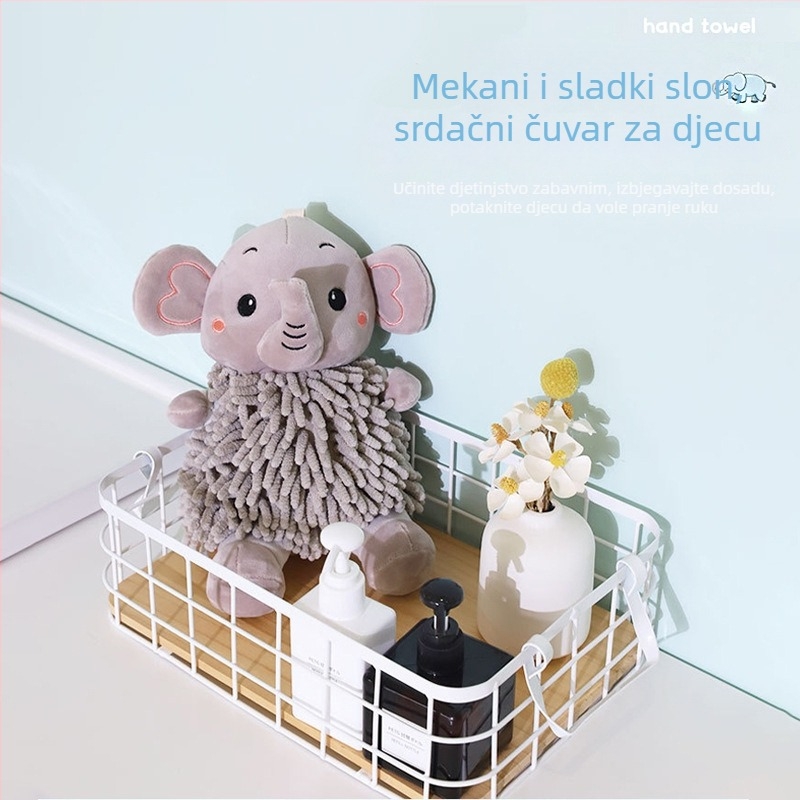 Plišani ručnik za ruke s motivom slona - upijajući, s visećim dizajnom, sladak i kreativan (Materijal: 100% pamuk; Težina: 30–50 g; Vlakna: 10 vlakana; Proizvodni postupak: šivenje)