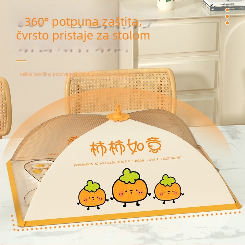 Poklopac za hranu za stol, sklopiv, otporan na prašinu, otporan na insekte, prozračan (Materijal: velur s teksturom breskve)