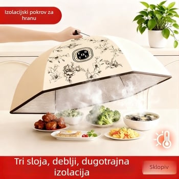 Izolirani kružni poklopac za hranu, otporan na prašinu i sklopiv za kućnu upotrebu — profinjen tiskani materijal s debelim okvirom