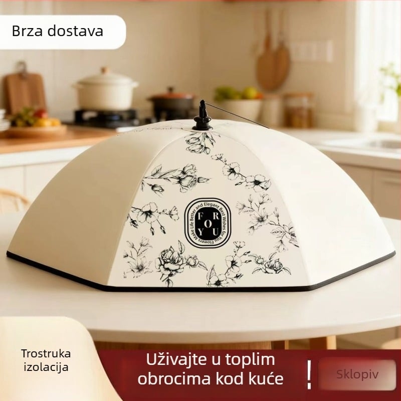 Izolirani kružni poklopac za hranu, otporan na prašinu i sklopiv za kućnu upotrebu — profinjen tiskani materijal s debelim okvirom