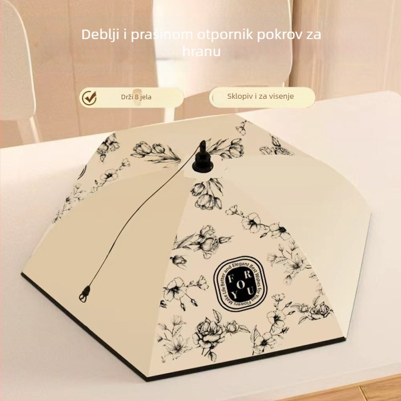 Izolirani kružni poklopac za hranu, otporan na prašinu i sklopiv za kućnu upotrebu — profinjen tiskani materijal s debelim okvirom