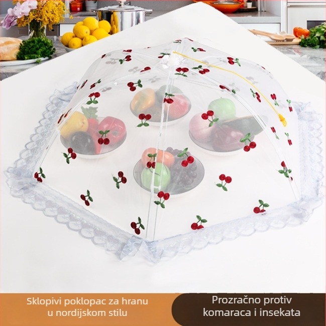 Veliki sklopivi mrežasti poklopac za hranu, protiv insekata, prozračan, za stol, pravokutni ili okrugli