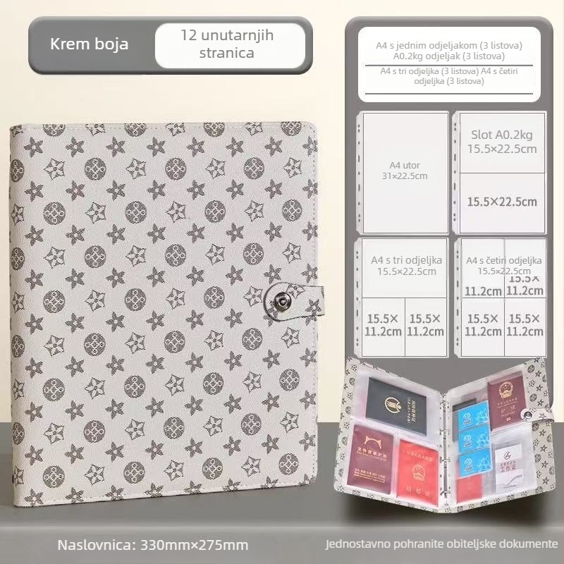 Kožna kutija za dokumente s magnetskim kopčom, model 002, marka Xianbo, 12 stranica, debljina 5 mm