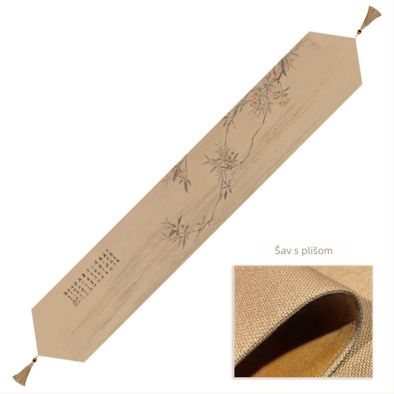 Stolni runner i podmetač za čaj s kineskim zen motivom, motiv Deset konja, dimenzije 32×300 cm