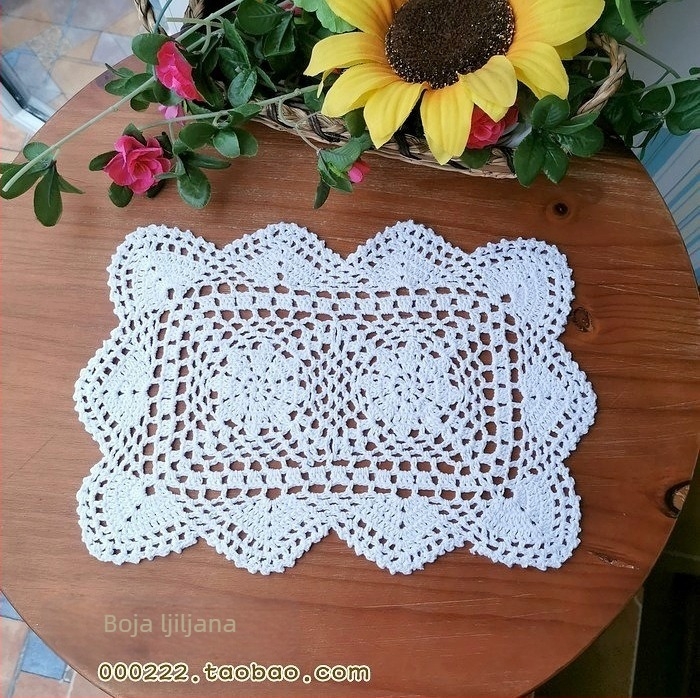 Heklana podmetač za stol od 100% pamuka, otvoreni uzorak, američki seoski stil, dekorativno