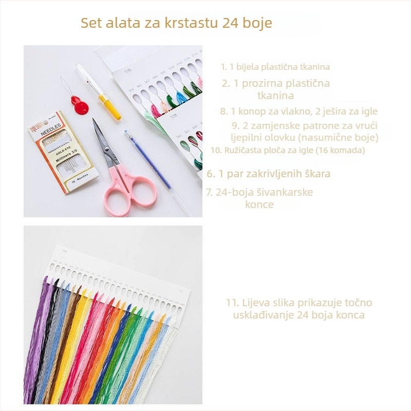 Set alata za križno šivanje s plastičnom mrežastom pločom 14ct