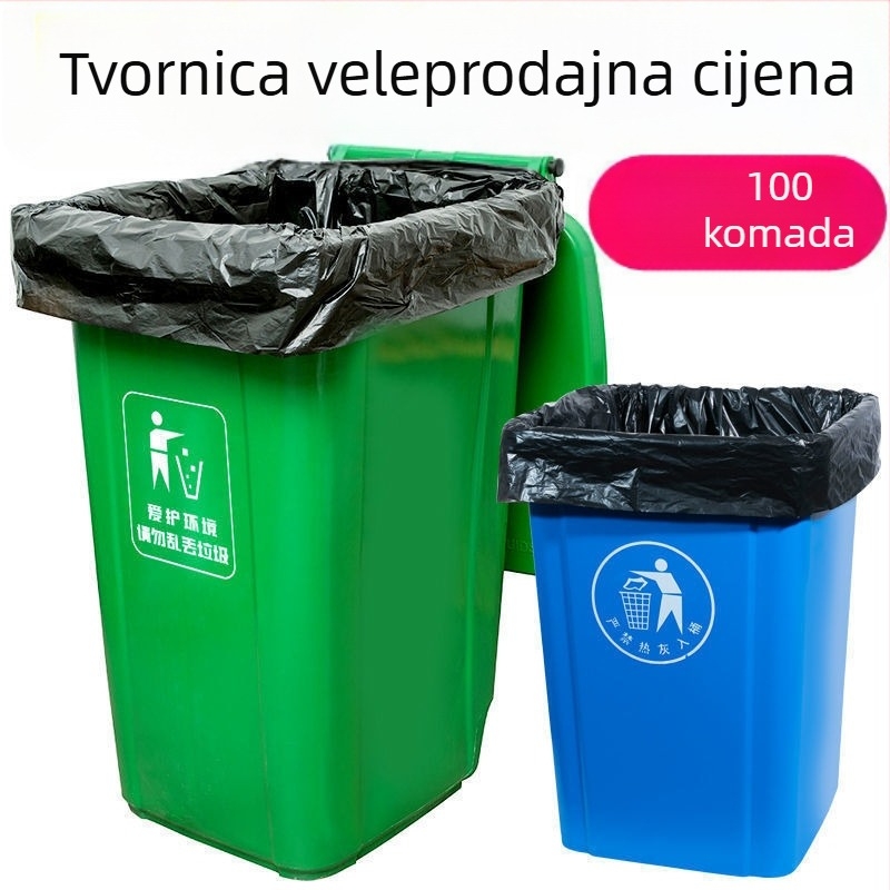 Komerčna vrećica za otpad, PE materijal, ojačana, nije biološki razgradiva, višekratno upotrebljiva
