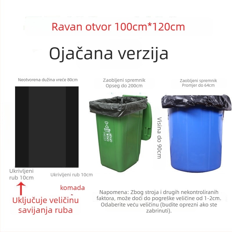 Komerčna vrećica za otpad, PE materijal, ojačana, nije biološki razgradiva, višekratno upotrebljiva