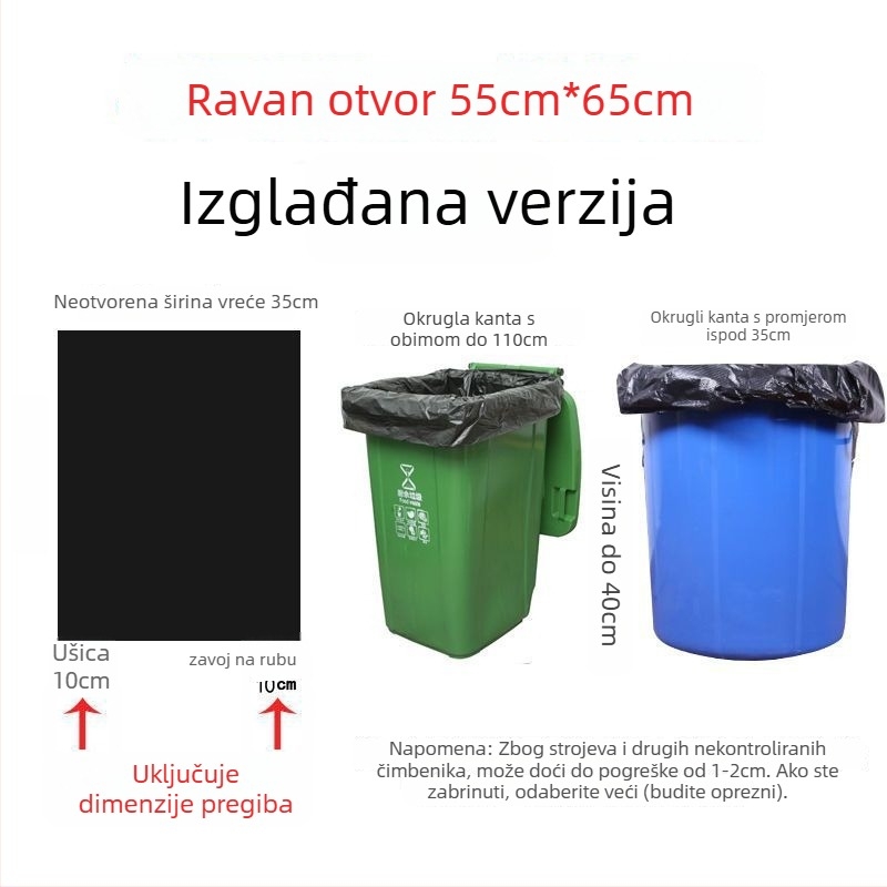Smeće vreće od polietilena, debele, za komercijalnu upotrebu u kuhinjama i hotelima, nebiološki razgradive