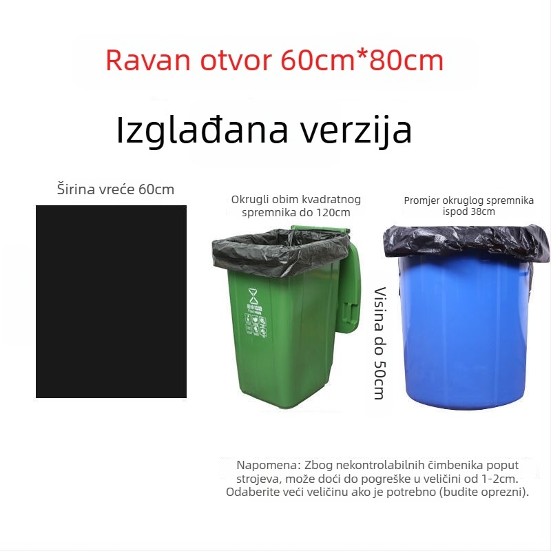 Smeće vreće od polietilena, debele, za komercijalnu upotrebu u kuhinjama i hotelima, nebiološki razgradive