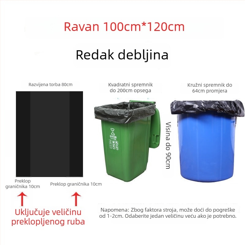 Smeće vreće od polietilena, debele, za komercijalnu upotrebu u kuhinjama i hotelima, nebiološki razgradive