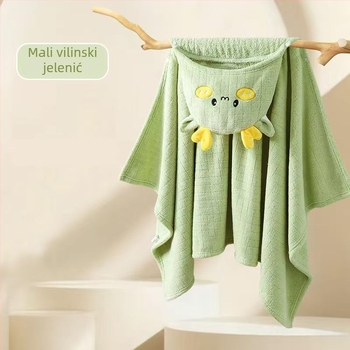 Dječji nosivi ručnik za kupanje s kapuljačom – karikatura dizajn, koralni fleece, 300–400 g, 150D, Jacquard