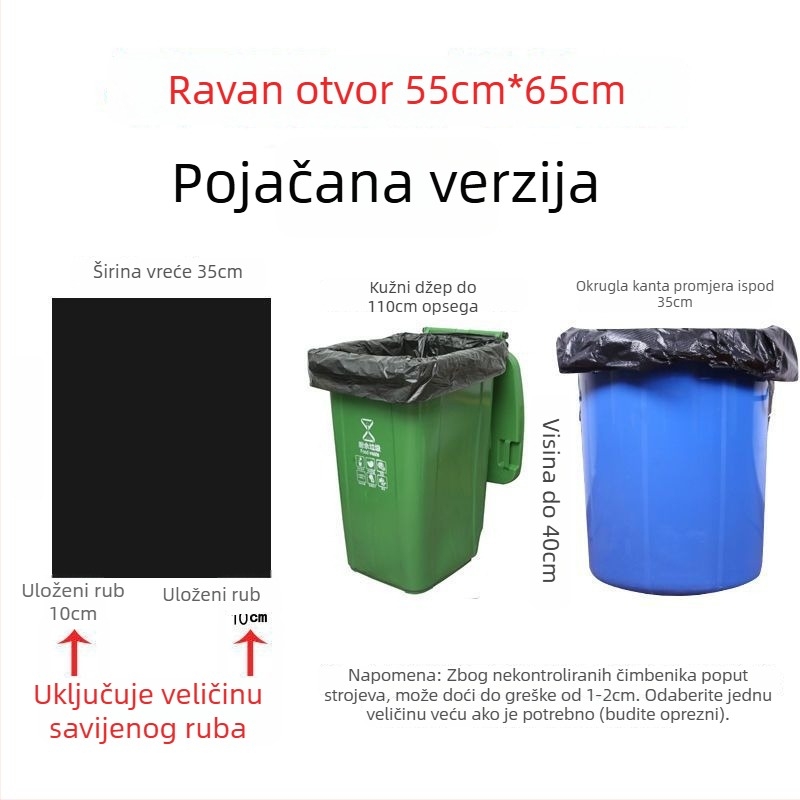 Smeće vreće od polietilena, debele, za komercijalnu upotrebu u kuhinjama i hotelima, nebiološki razgradive