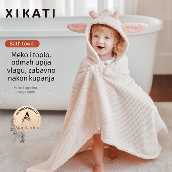 Dječji kupaći ogrtač za kupanje s kapuljačom, koralni flis (Marka: Xikati; Materijal: koralni flis; Težina: ≥500 g; Vlakno: 150d; Proizvodnja: tisak)