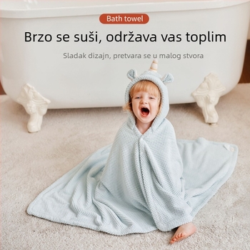 Dječji kupaći ogrtač za kupanje s kapuljačom, koralni flis (Marka: Xikati; Materijal: koralni flis; Težina: ≥500 g; Vlakno: 150d; Proizvodnja: tisak)