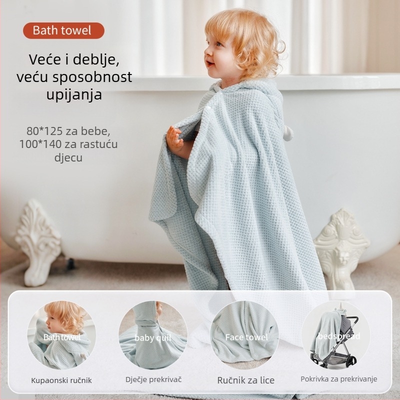 Dječji kupaći ogrtač za kupanje s kapuljačom, koralni flis (Marka: Xikati; Materijal: koralni flis; Težina: ≥500 g; Vlakno: 150d; Proizvodnja: tisak)