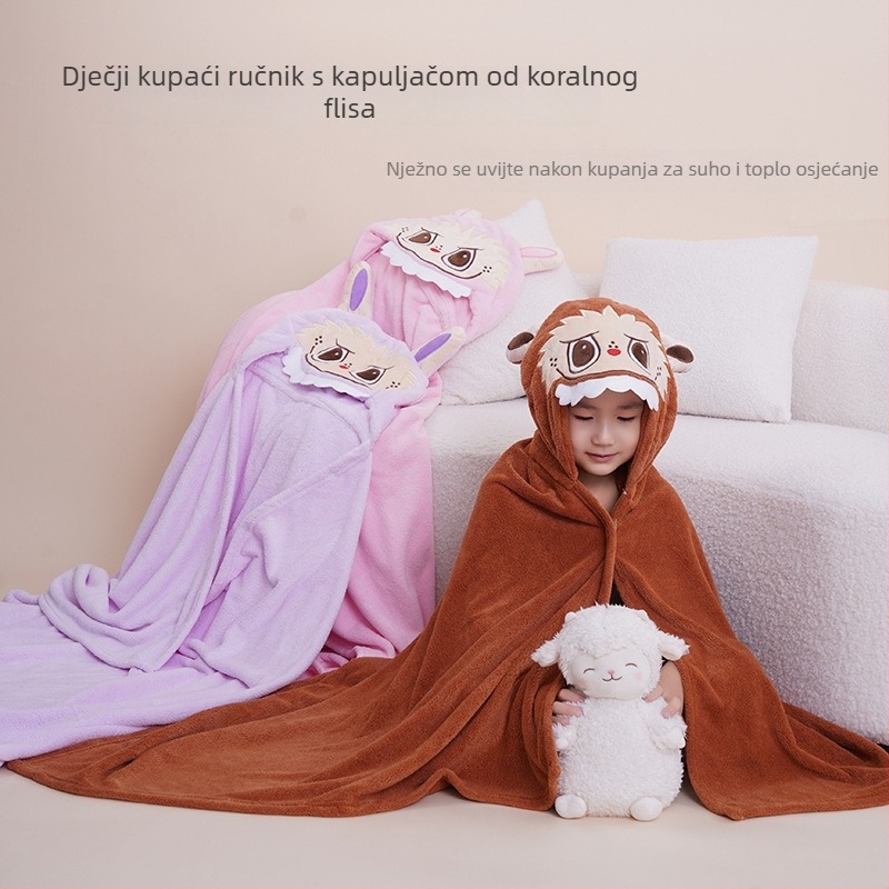 Kapuljačasta deka od Coral Fleece, izšivena, 300–400 g, 150D pređa, prilagođena obrada dostupna