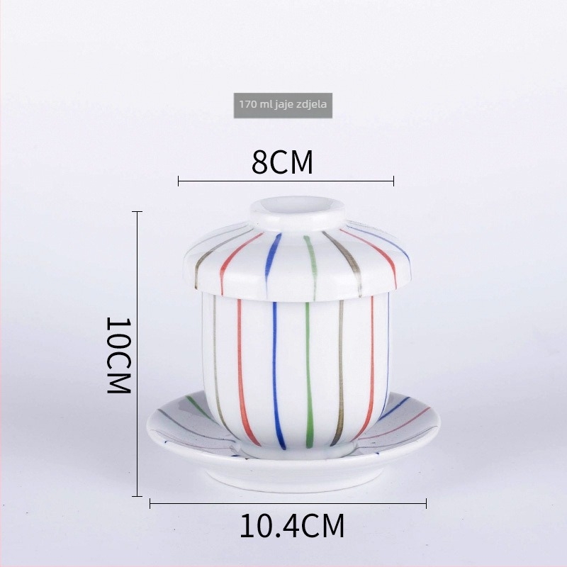 Porculanska čašica za parenje jaja u japanskom stilu, sigurna za mikrovalnu, ručno crtana površina