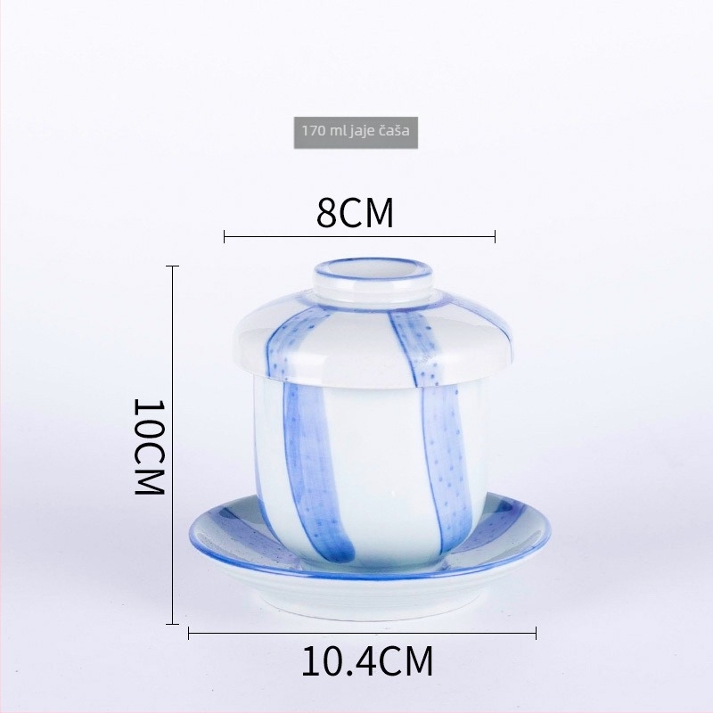 Porculanska čašica za parenje jaja u japanskom stilu, sigurna za mikrovalnu, ručno crtana površina