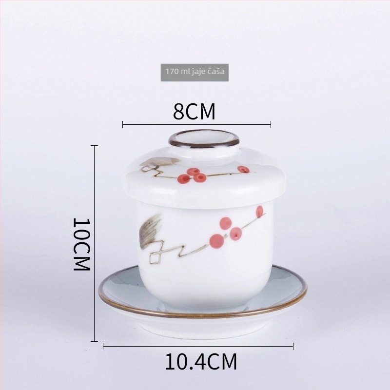 Porculanska čašica za parenje jaja u japanskom stilu, sigurna za mikrovalnu, ručno crtana površina