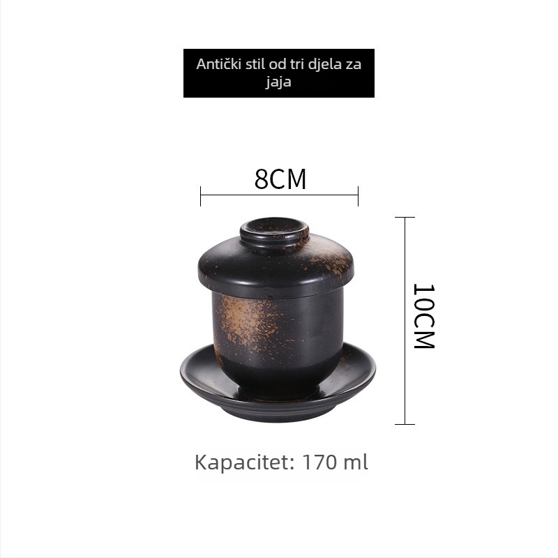 Porculanska čašica za parenje jaja u japanskom stilu, sigurna za mikrovalnu, ručno crtana površina