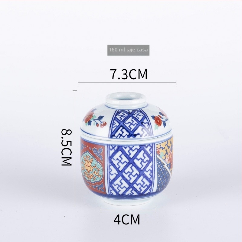 Porculanska čašica za parenje jaja u japanskom stilu, sigurna za mikrovalnu, ručno crtana površina