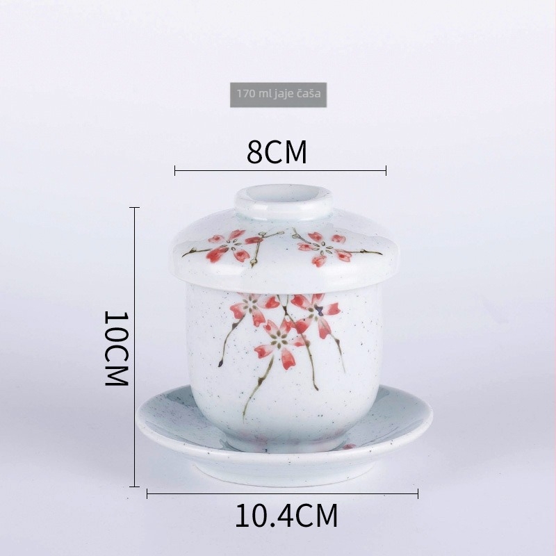 Porculanska čašica za parenje jaja u japanskom stilu, sigurna za mikrovalnu, ručno crtana površina