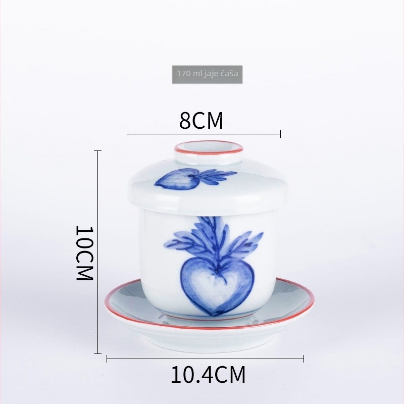 Porculanska čašica za parenje jaja u japanskom stilu, sigurna za mikrovalnu, ručno crtana površina