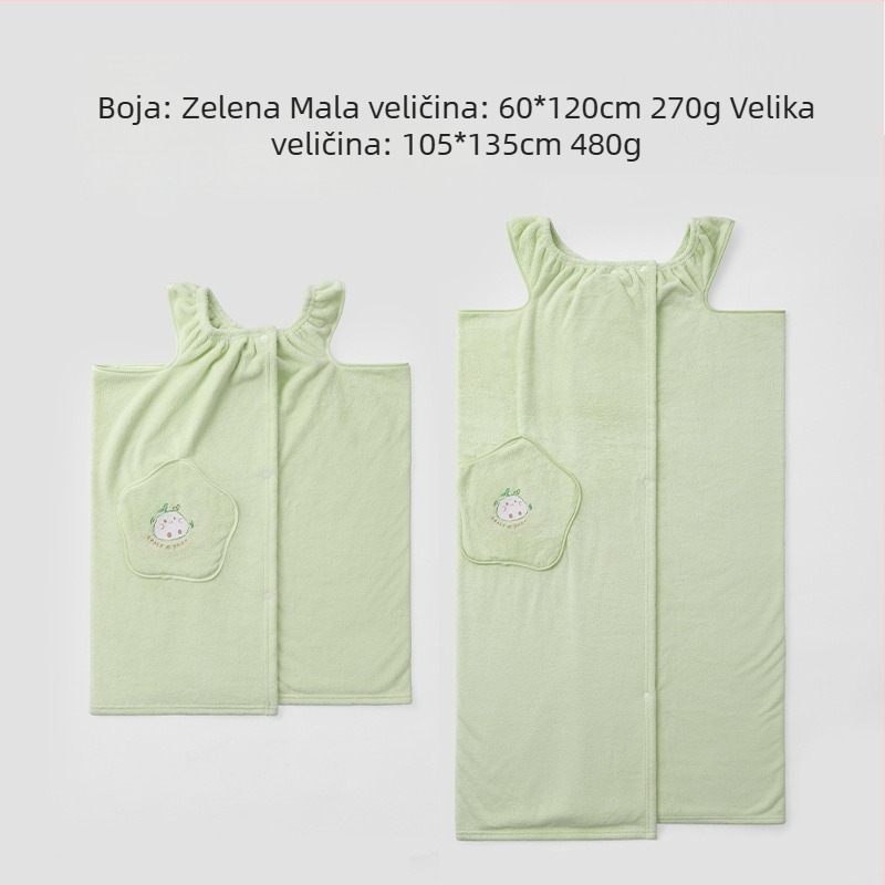 Kupaonski ogrtač za obitelj - nosivi ogrtač, brzo suši, 100% poliester, za roditelje i djecu, 270g/480g