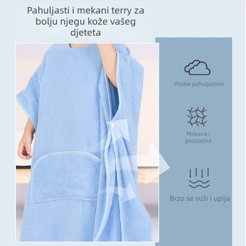 Dječji ručnik za kupanje s kapuljačom od čistog pamuka, 300-400 g, obična tkanina, 32 niti, mogućnost prilagodbe