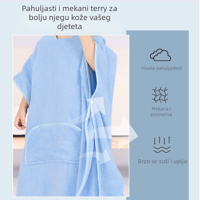 Dječji ručnik za kupanje s kapuljačom od čistog pamuka, 300-400 g, obična tkanina, 32 niti, mogućnost prilagodbe