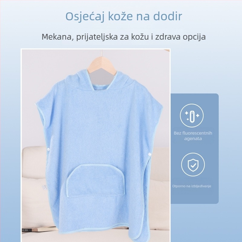 Dječji ručnik za kupanje s kapuljačom od čistog pamuka, 300-400 g, obična tkanina, 32 niti, mogućnost prilagodbe