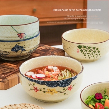 Keramička zdjela za rižu i juhu s glazurom ispod površine, posuđe u kineskom nacionalnom stilu, okrugli oblik, vintage stil, mikrovalna pogodna, razni uzorci