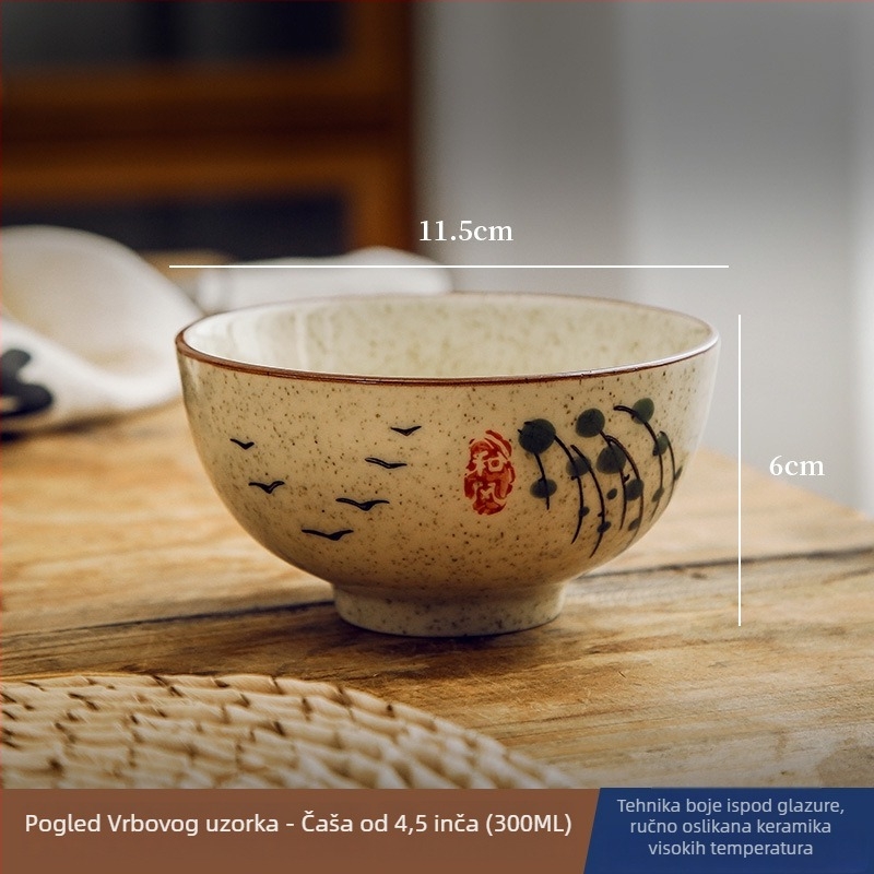 Keramička zdjela za rižu i juhu s glazurom ispod površine, posuđe u kineskom nacionalnom stilu, okrugli oblik, vintage stil, mikrovalna pogodna, razni uzorci