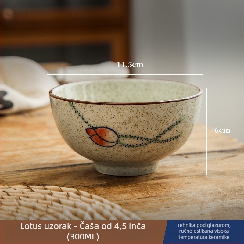 Keramička zdjela za rižu i juhu s glazurom ispod površine, posuđe u kineskom nacionalnom stilu, okrugli oblik, vintage stil, mikrovalna pogodna, razni uzorci